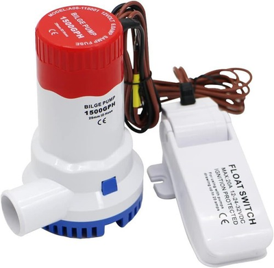 #ad 12V 1500GPH Bilge Pump Marine Boat Yacht Submersible Water Pump w Float Switch $36.99