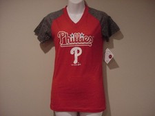 SUPER CUTE Philadelphia Phillies Girls Sz XL 14-16 Red Gray T-Shirt, NEW NICE