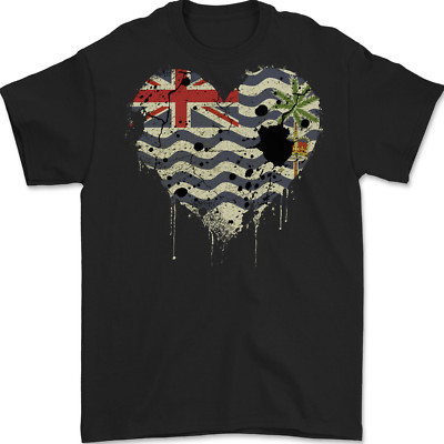 Love Flag British Indian Ocean Territory Herren T-Shirt 100% Baumwolle