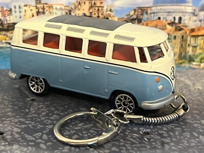 Diecast Vw Volkswagon T1 Samba Camper Bus Blue   Model Toy Car Keyring