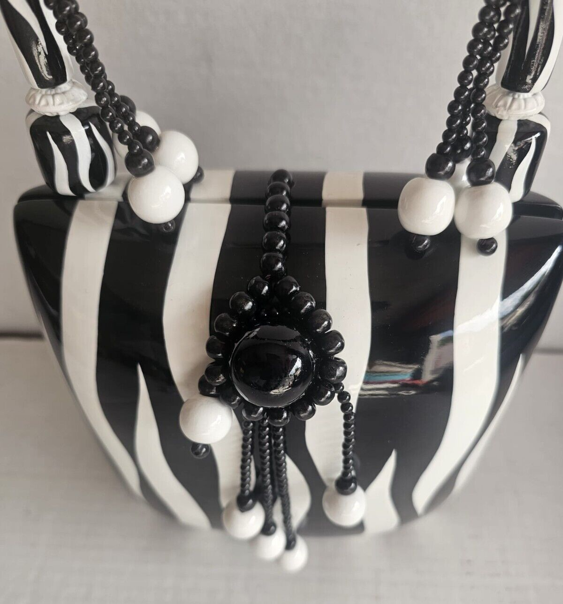 Vintage Timmy Woods Beverly Hills Zebra Print Clutch Bag