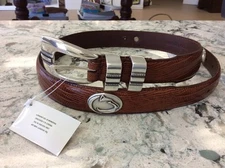 Men's Brown Lizard Skin Belt with Penn State University Lion Conchos 32 R+