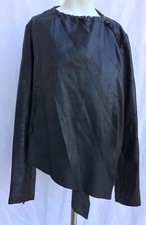 Shipley Halmos Womans Lambskin Leather Lagenlook Black Jacket Size Small 