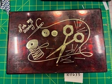 Vintage retro 1950s Lucite/acrylic sewing box in tortoiseshell pattern