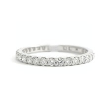 Thin Round Diamond Eternity Ring Wedding Band 14K White Gold, .60 CTW, 1.9 mm