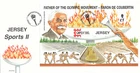 Sports II Baron de Coubertin Olympics minisheet GB Jersey FDC 1996 (100406)