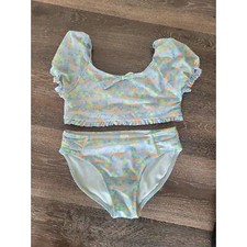 Cat  Jack girls flower 2 piece swim suit size xl 5
