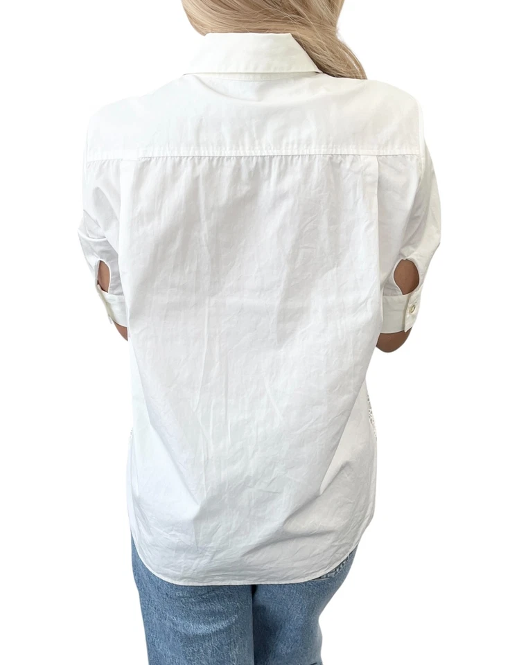 Camisa Top LOUIS VUITTON Vintage Monograma Logo #34 Botón Encaje Manga Corta Foto 4 de 4