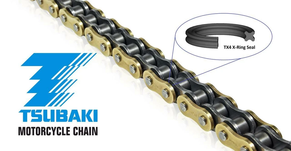 Suzuki GN250 82-99 Tsubaki RQ1 Super HD Gold X-Ring Chain 520x100 Links - Image 2 of 3