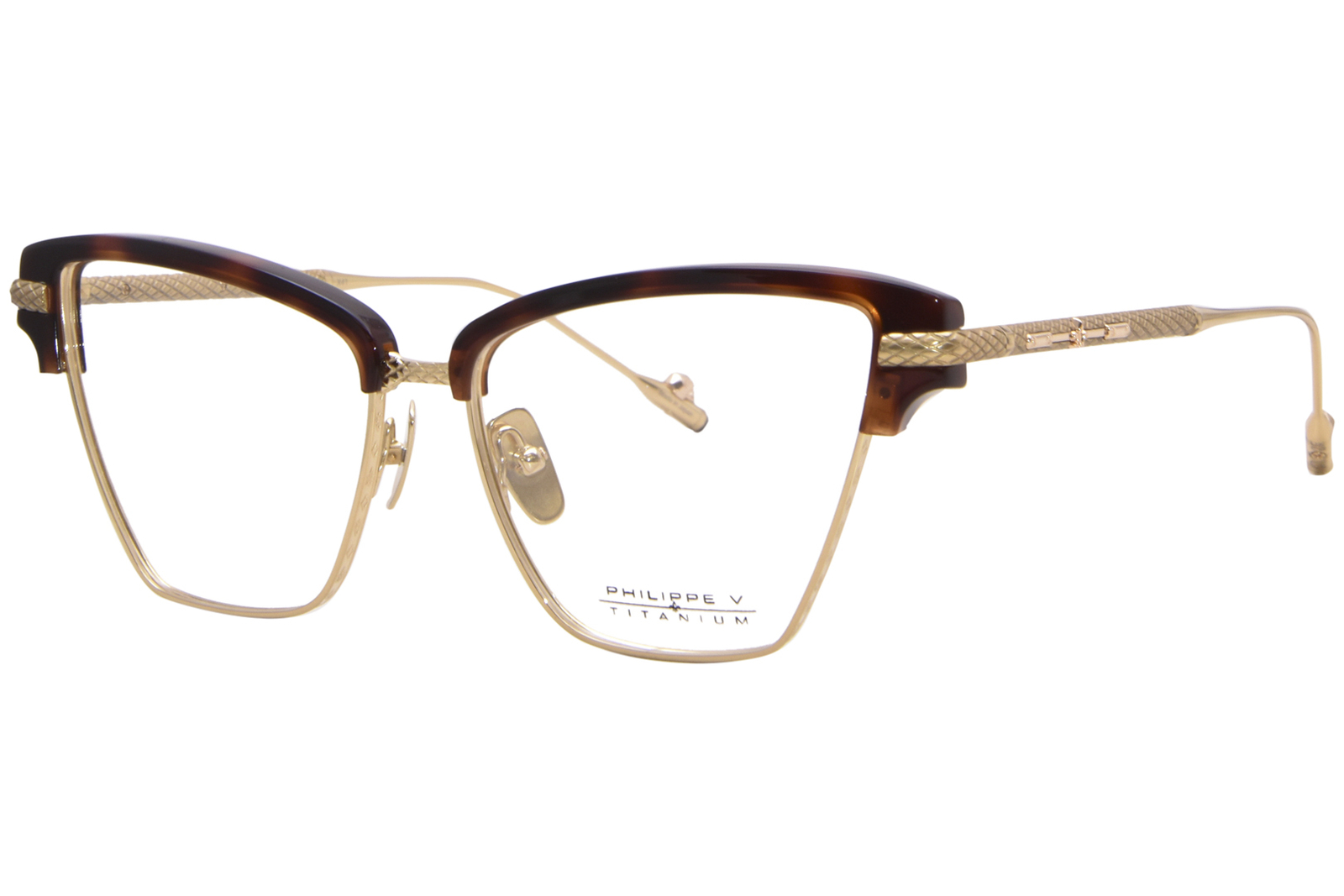 Philippe-V X41 022 Титановые очки женские черепаховые/Золотые в полной оправе 56 мм