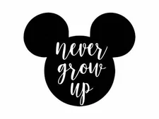 Vinyl Decal for Window  - Never Grow Up, Mickey Mouse (Disney)