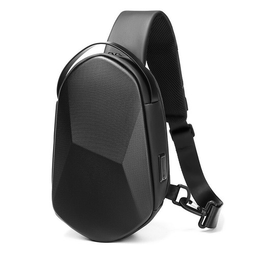 Men's Oxford Hard Shell Sling Backpack, Outdoor Waterproof Crossbody Chest Bag - 第 10/16 張圖片
