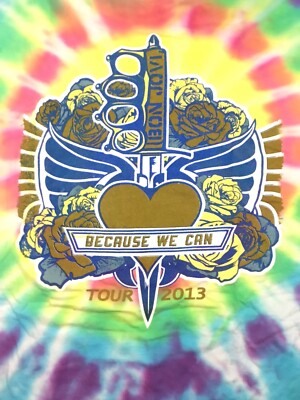 Bon Jovi Because We Can Tour 2013 T-Shirt Tie Dyed Cities Concert