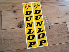 DUNLOP Black on Yellow Red D Fork Slider 210mm Pair Classic Bike STICKERS Tyres