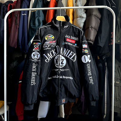 Jack Daniels Vintage Nascar Chevrolet Racing Nylon Black Jacket
