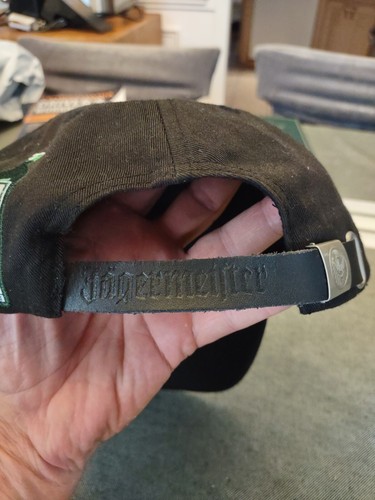Jagermeister Black Cotton Ball Cap with Logo Patch Leather Strapback - Picture 4 of 7