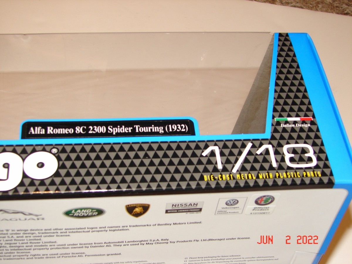 Bburago Burago 1932 ALFA ROMEO 8C 2300 Spider TOURING CAR 1:18