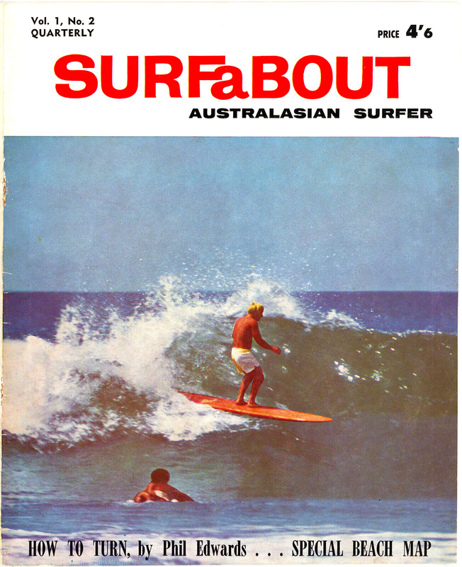 1962 SURFaBOUT Australasian Surfer Mag, Vol 1 #2, Backwards Malibu by Grannis