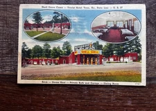 Vintage Shell Gasoline Station & Tourist Hotel,Tenn.,Ky.  linen postcard.