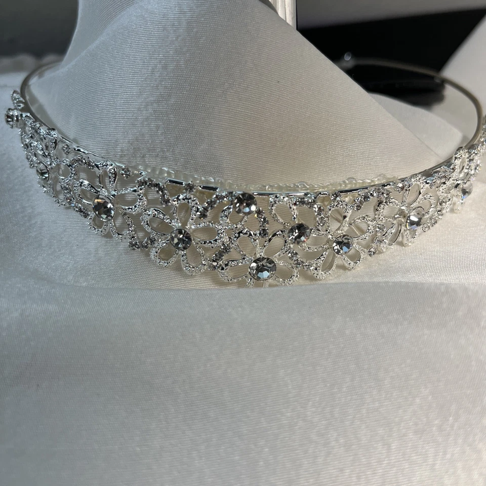 bridal hair Band Crown By Private Label By G. # 8 Flowers Crystals - Image 2 of 4