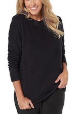 Denim  Co. Comfort Zone Baby Sherpa Crewneck Pullover Black