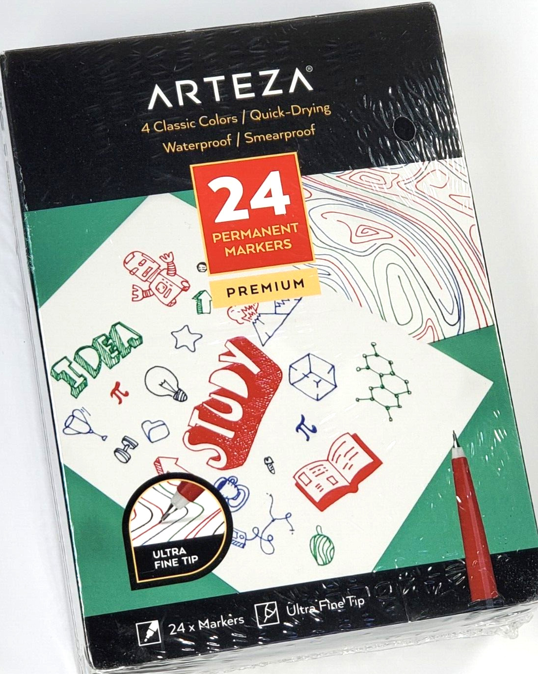 Premium Fine Tip Artist Markers, 4-colors