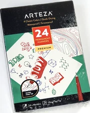 ARTEZA - 24 Permanent Markers PREMIUM Ultra Fine Tip Artist Markers
