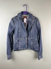 NWT Maurices Womens Blue Denim Jean Blazer Jacket Size M Casual Fashion Button