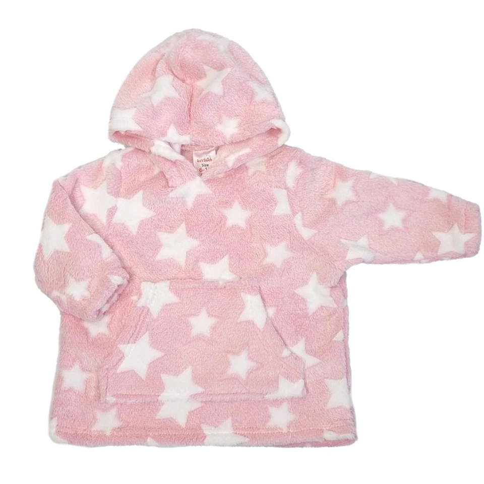 BABY POLAR SUDADERA CON CAPUCHA NIÑOS NIÑAS AZUL ROSA ESTAMPADO CÁLIDO CAPUCHA NATACIÓN TOP Foto 4 de 4