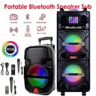 2-Type Portable Fm Bluetooth Speaker Pa Sound System Subwoofer Mic Remote Party