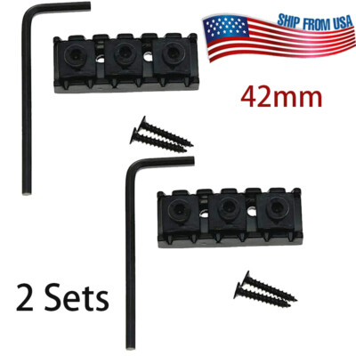 2 Sets Guitar Locking Nut String Lock For Floyd Rose Tremolo Bridge Black 42mm