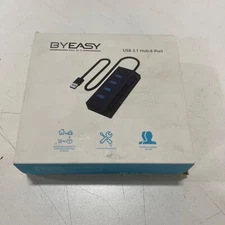 BYEASY UH-109AN 4 USB 3.0 Port Ultra Slim Portable Data Hub - Leather Black