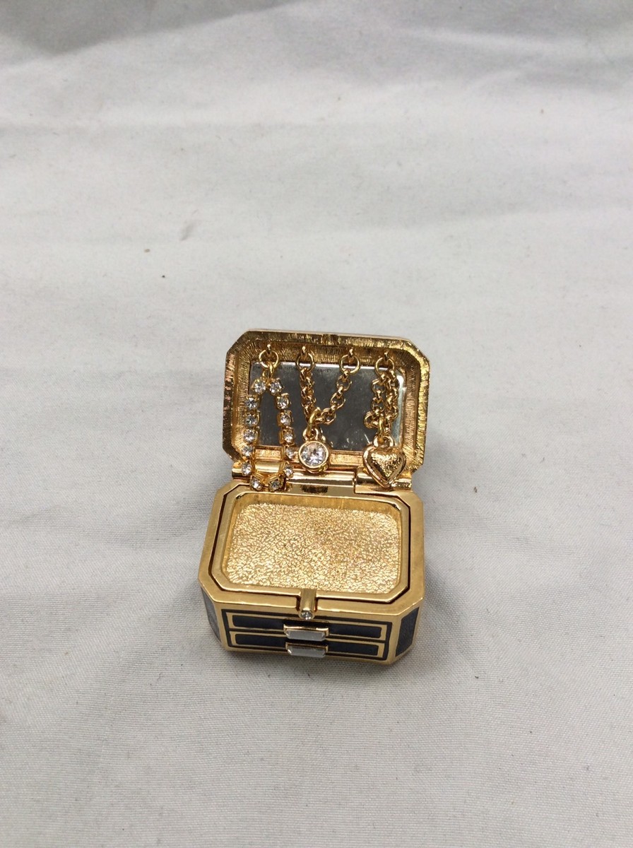 Beautiful Estee Lauder Gold Tone Rhinestone Treasure Box Solid