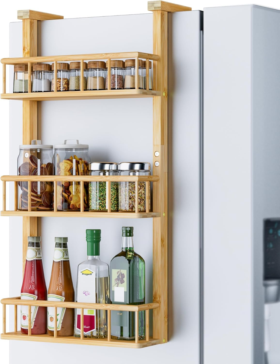 wooden refrigerator spice rack