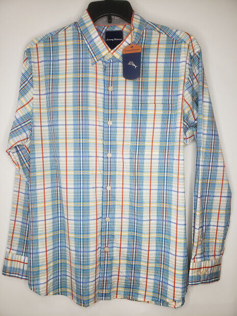 Tommy Bahama Long Sleeve Max 45% OFF Selling rankings Plaids Checks Blue L Shirt Danube 2 #