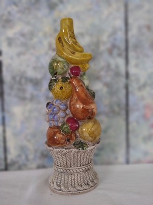 FRUIT CORNOCOPIA Banana Grape Apple Orange Vintage Antique Whiskey Wine Decanter
