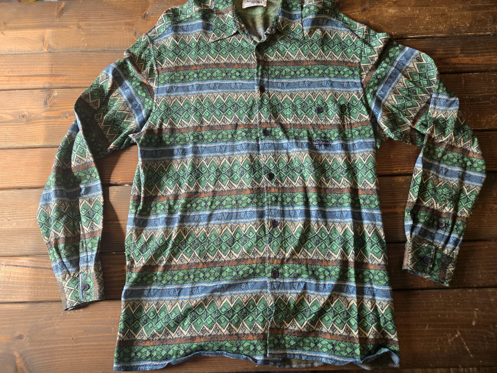 Missoni Sport Button Up Shirt Size Large (50) Multicolor Abstract Made In Italy