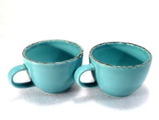 Made in Portugal Set of 2 Espresso Cups Teal Color Small 2"h 2.5"dia