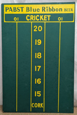 Vintage Pabst Blue Ribbon Scoreboard Chalkboard Sign Cricket Darts Game 24x16''