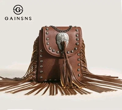 Vintage Leather Fringe Purse In Women's Bags & Handbags for sale
