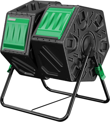 Compost Bin Outdoor, 2 Separate Tumbling Chambers, 37Gal Lagre Compost Tumbler w