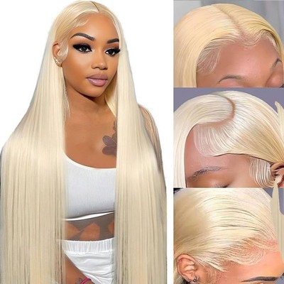 30 Inch 613 13x6 Lace Front Wig Human Hair Straight Blonde Wig Human Hair 613...