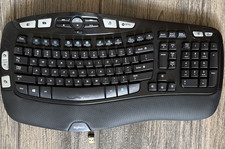 Logitech K350 Wireless Wave Ergonomic Keyboard with USB Dongle Receiver TESTED