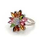 D'Joy 925 Sterling Silver multi-tourmaline Floral Cluster Ring Size 8 — photo 1