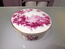 PORCELAINE DE FRANCE FOOTED BOWL WITH LID GOLD LIMOGES ESTATE SCENE FLOWER