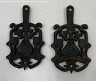 Cast Iron Trivet "Hearts And Brooms" "Love Birds" Design — photo 1