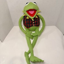 Muppets Jim Henson 24" Kermit The Frog Plaid Vest Vintage Plush Eden