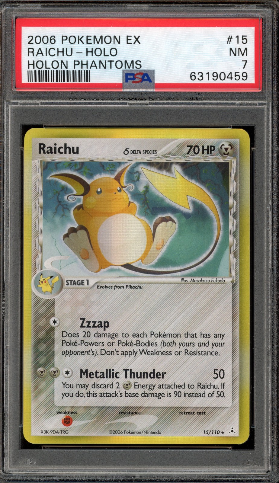 Pokemon Raichu EX Holon Phantoms Holo Rare #15 PSA 7