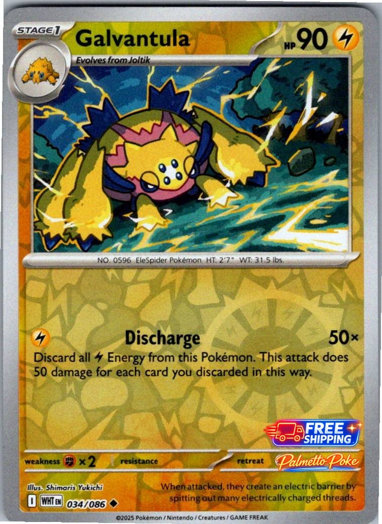 Galvantula 034/086 Reverse Holo White Flare Pokemon NM/LP