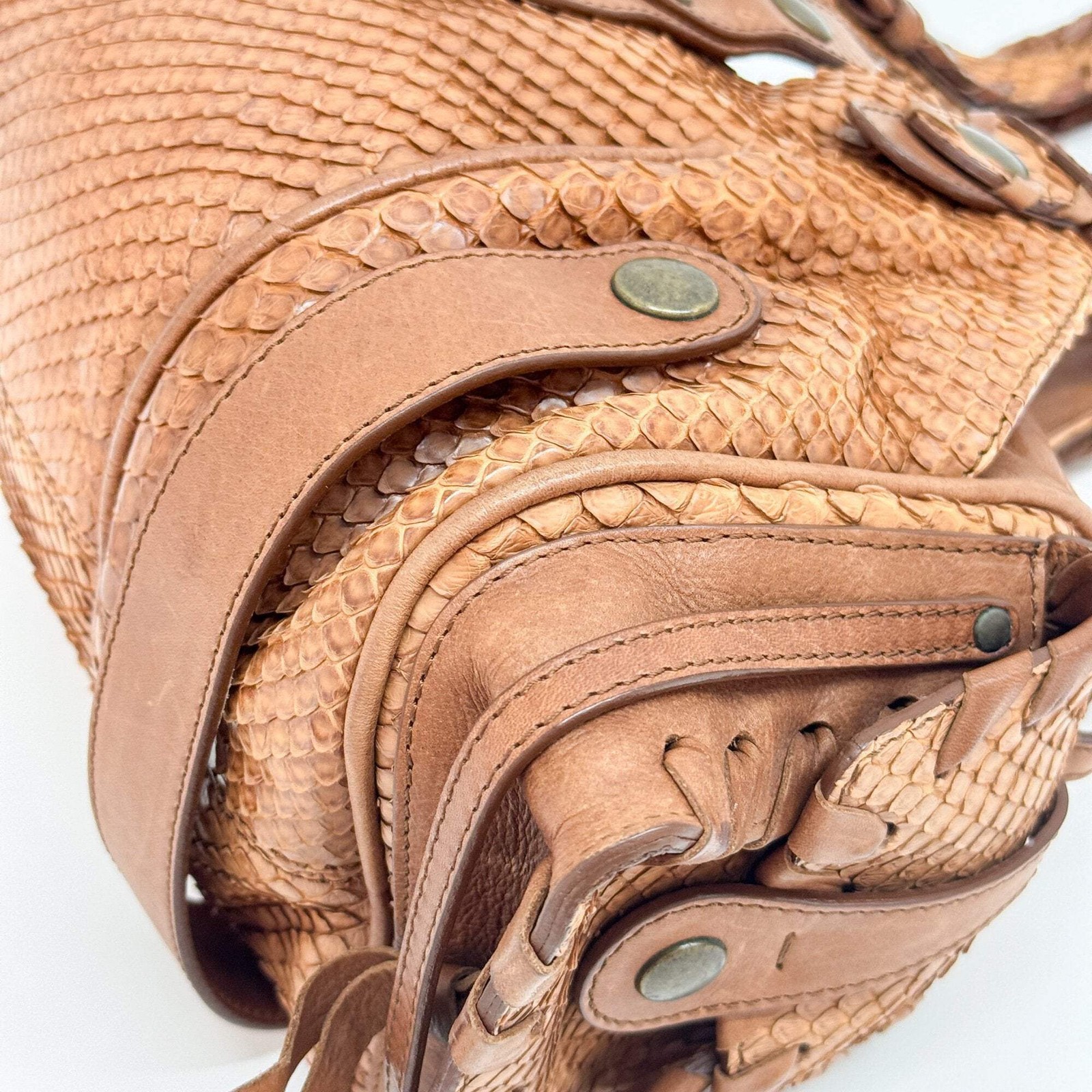 CHLOÉ Silverado Brown Python Embossed Leather Sho… - image 11